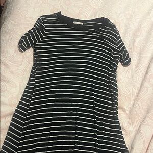 La Hearts Black and White Striped Midi Dress